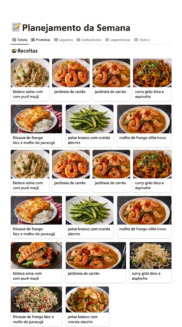 App com planejamento semanal e receitas